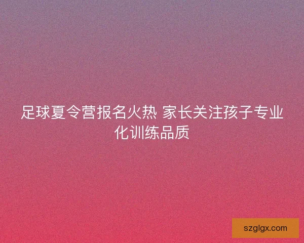 足球夏令营报名火热 家长关注孩子专业化训练品质